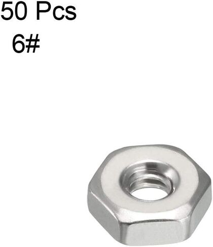 uxcell Hex Nuts, 6#-32 Fine Thread Hexagon Nut, Stainless Steel 304, Pack of 50 in Saudi Arabia