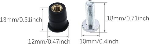 RLECS 6PCS Metric M5 Neoprene Well Nut with Rubber Washer and 18MM Stainless Steel Screw Nut Length 13MM/0.5Inch Suitable for Motorbike Kayak Boat and Mechanical Equipment in Saudi Arabia