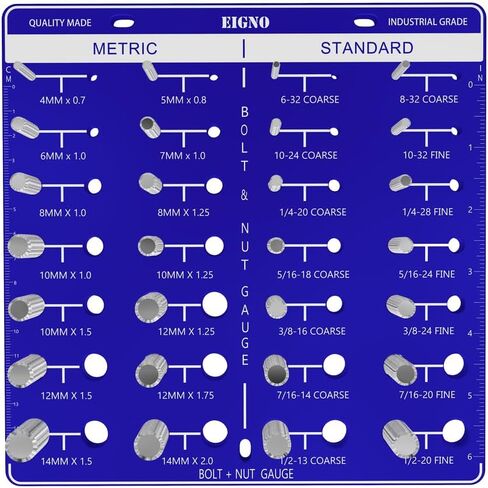 EIGNO Thread Gauge, 28 Metric and Standard Square Thread Gauge with Inch and Centimeter Ruler, Aluminum Plate and 304 Stainless Steel Material Easy to Hang and Carry (28 Thread Gauge Set Black) in Saudi Arabia