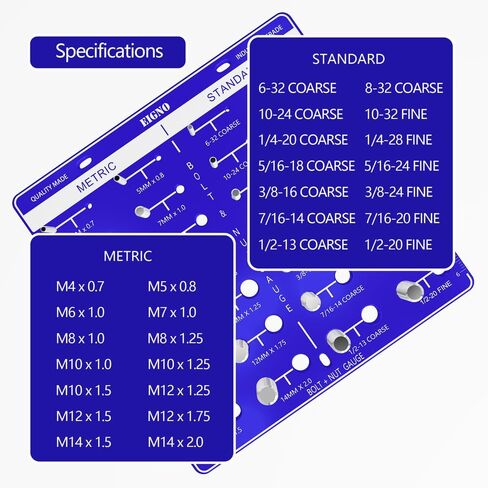 EIGNO Thread Gauge, 28 Metric and Standard Square Thread Gauge with Inch and Centimeter Ruler, Aluminum Plate and 304 Stainless Steel Material Easy to Hang and Carry (28 Thread Gauge Set Black) in Saudi Arabia