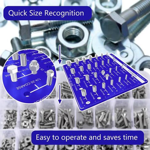 EIGNO Thread Gauge, 28 Metric and Standard Square Thread Gauge with Inch and Centimeter Ruler, Aluminum Plate and 304 Stainless Steel Material Easy to Hang and Carry (28 Thread Gauge Set Black) in Saudi Arabia