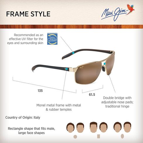 Maui Jim Men's The Bird Polarized Rectangular Sunglasses in Saudi Arabia
