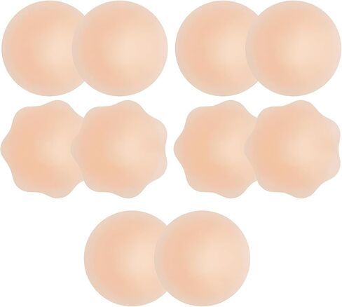 WOTAXUMM Pasties Nipple Covers - Reusable Adhesive Silicone Pasties for Women, Waterproof & Washable Nude Breast Petals, Ultra Thin, Gentle on Skin, 5 Pairs Covers Bra for Bride in Dress in Saudi Arabia