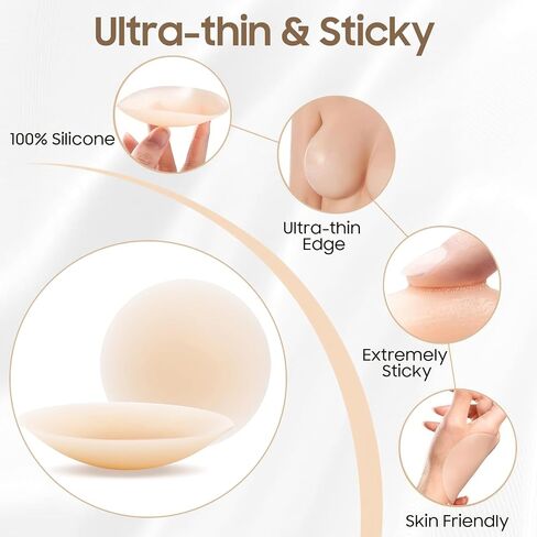 WOTAXUMM Pasties Nipple Covers - Reusable Adhesive Silicone Pasties for Women, Waterproof & Washable Nude Breast Petals, Ultra Thin, Gentle on Skin, 5 Pairs Covers Bra for Bride in Dress in Saudi Arabia