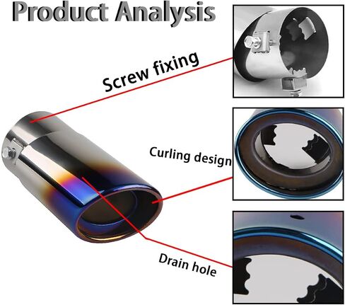Stainless Steel Car Exhaust Tip, 5.5" Universal Exhaust Pipe, Modification Tail Throat Tail Pipe, Steel Exhaust Tips Chrome Plated Finish Tailpipe, Accessory for All Cars in Saudi Arabia