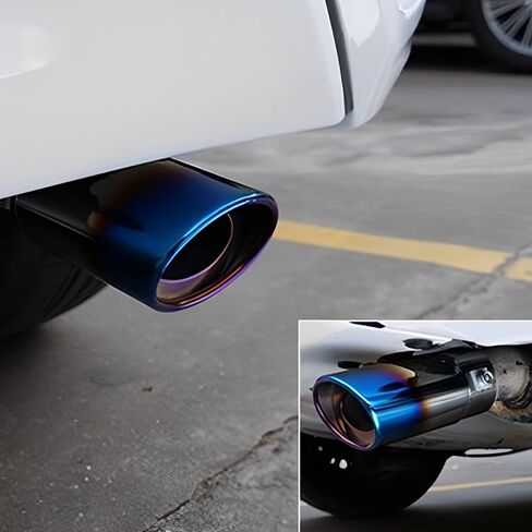 Stainless Steel Car Exhaust Tip, 5.5" Universal Exhaust Pipe, Modification Tail Throat Tail Pipe, Steel Exhaust Tips Chrome Plated Finish Tailpipe, Accessory for All Cars in Saudi Arabia