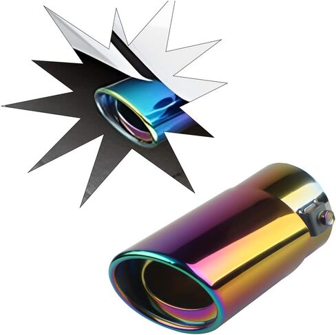Stainless Steel Car Exhaust Tip, 5.5" Universal Exhaust Pipe, Modification Tail Throat Tail Pipe, Steel Exhaust Tips Chrome Plated Finish Tailpipe, Accessory for All Cars in Saudi Arabia