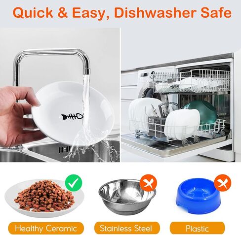 أوعية القطط المرتفعة المضادة للقيء، أوعية طعام القطط الخزفية المرتفعة للقطط الداخلية، وعاء واسع ضحل للقطط مرتفع، أطباق مسطحة لطيفة لتغذية القطط الأليفة، طبق طعام رطب صديق للقطط in Kuwait