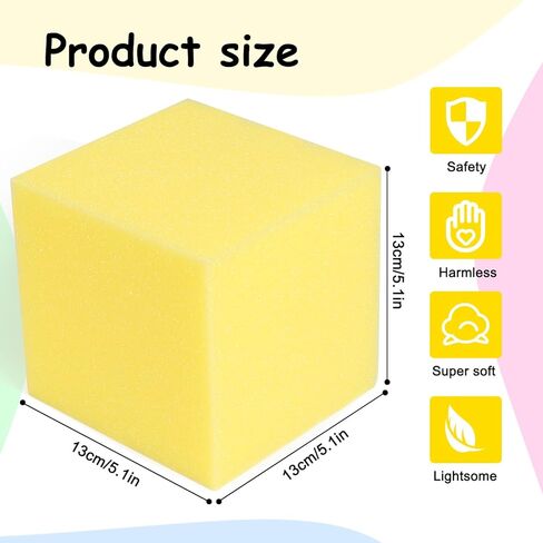 TRENDBOX 24 قطعة 5 بوصة × 5 بوصة × 5 بوصة مكعبات إسفنجية مكعبات حشوة إسفنجية مكعبات إسفنجية للملاهي والجمباز ودورات الجري الحر والباركور - أصفر in Kuwait
