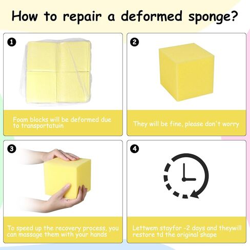TRENDBOX 24 قطعة 5 بوصة × 5 بوصة × 5 بوصة مكعبات إسفنجية مكعبات حشوة إسفنجية مكعبات إسفنجية للملاهي والجمباز ودورات الجري الحر والباركور - أصفر in Kuwait