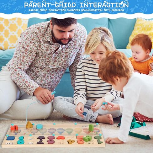 Montessori Toys for 3 Year Old Toddlers: 4 in 1 Learning Resources Toys Magnetic Color and Number Maze Wooden Puzzle Board Shape Sorting Game Activities for Kids Birthday Gifts for Boys Girls Age 3 4 in Kuwait