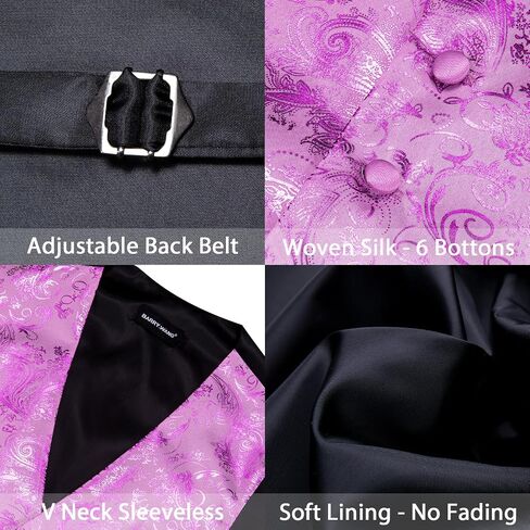 Mens Shiny Paisley Printed Vest Tie Set Business Suit Waistcoat Formal Flower Silk V-Neck 5PCS for Tuxedo or Wedding in Saudi Arabia
