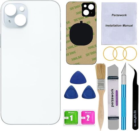 OEM Rear Back Glass Replacement for iPhone 15 6.1-inches with Reparing Tool Kit and Pre-Installed Adhesive (Black) in Saudi Arabia