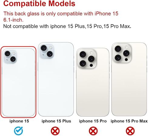 OEM Rear Back Glass Replacement for iPhone 15 6.1-inches with Reparing Tool Kit and Pre-Installed Adhesive (Black) in Saudi Arabia