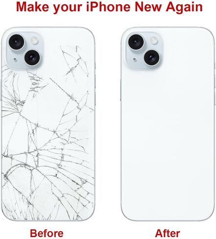 OEM Rear Back Glass Replacement for iPhone 15 6.1-inches with Reparing Tool Kit and Pre-Installed Adhesive (Black) in Saudi Arabia
