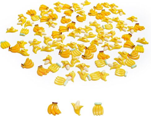 100 قطعة من الموز الاصطناعي المصغر بمقياس 1/12، موزة مقلدة واقعية، موز بلاستيكي، فاكهة صغيرة لتزيين المنزل الصغير والمطبخ والحديقة الخيالية in Kuwait