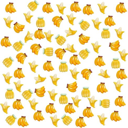 100 قطعة من الموز الاصطناعي المصغر بمقياس 1/12، موزة مقلدة واقعية، موز بلاستيكي، فاكهة صغيرة لتزيين المنزل الصغير والمطبخ والحديقة الخيالية in Kuwait