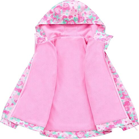 LUCKYLUAN Girls Boys Hooded Windproof Jacket Patterned Fleece Lined Outerwear in Saudi Arabia