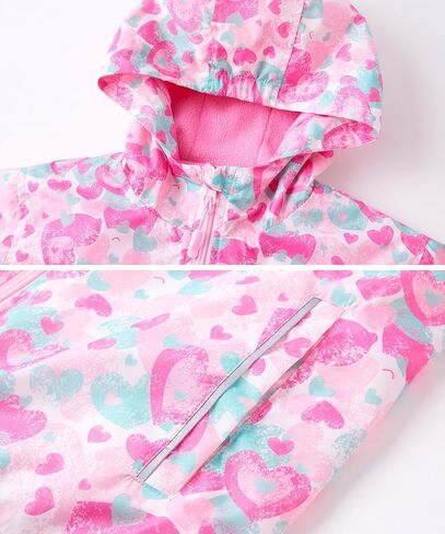 LUCKYLUAN Girls Boys Hooded Windproof Jacket Patterned Fleece Lined Outerwear in Saudi Arabia