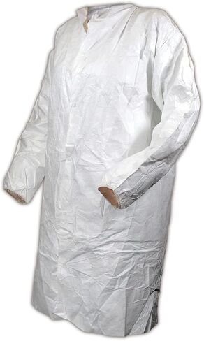 MAGID CC111L EconoWear Tyvek Disposable Lab Coat, Large, White (Case of 60) in Saudi Arabia
