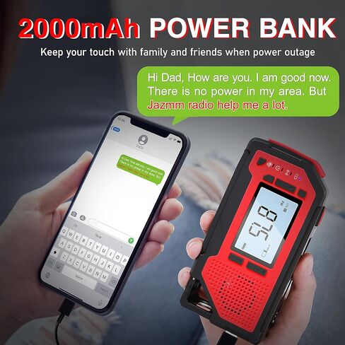 راديو الطوارئ راديو تنبيه الطقس راديو الطاقة الشمسية راديو كرنك اليد AM/FM/NOAA راديو الطقس للمنزل والخارج، مصباح يدوي LED، مقبس سماعة الأذن، فتاحة زجاجات in Kuwait