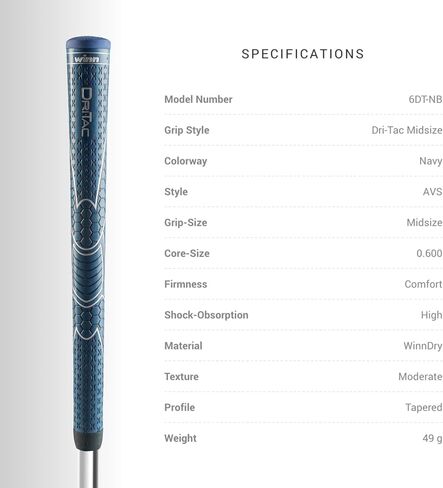 Winn Dri-Tac Midsize (+1/16 Inch) Navy Blue 13 Piece Golf Grip Bundle ( in Saudi Arabia