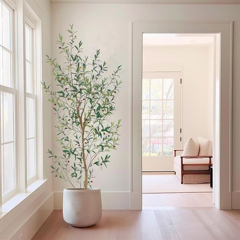 Nafresh Tall Natural Style Faux Olive Tree，7Ft(84") Realistic Potted Silk Artificial Olive Tree， Fake Olive Trees Indoor with Green Leaves and Big Fruits for Home Office Indoor Floor Decor. in Saudi Arabia