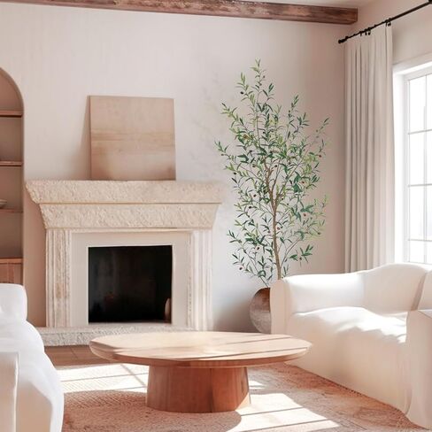 Nafresh Tall Natural Style Faux Olive Tree，7Ft(84") Realistic Potted Silk Artificial Olive Tree， Fake Olive Trees Indoor with Green Leaves and Big Fruits for Home Office Indoor Floor Decor. in Saudi Arabia