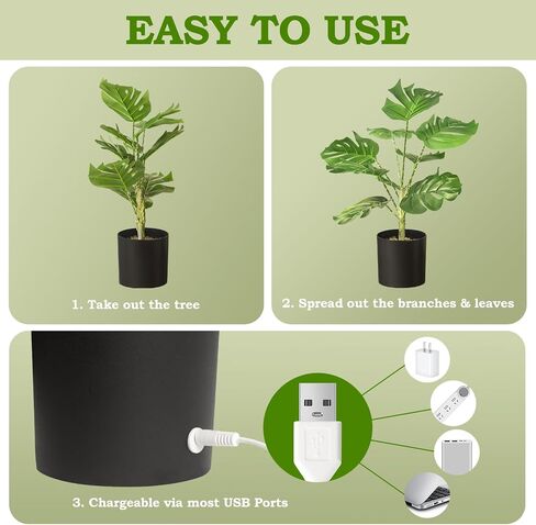 2Pack Fake Plants Palm Tree,18in Artificial Potted Faux Plants 24 LED Fairy Lights with USB Powered Faux Potted Tree for Floor Home Office Table Farmhouse Bedroom Decor in Saudi Arabia