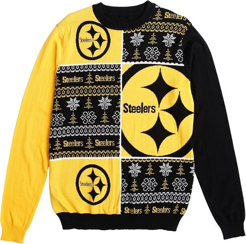 FOCO Men's NFL Team Logo Busy Block Snowfall Holiday Ugly Sweater in Saudi Arabia