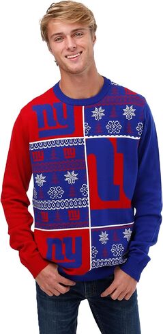 FOCO Men's NFL Team Logo Busy Block Snowfall Holiday Ugly Sweater in Saudi Arabia