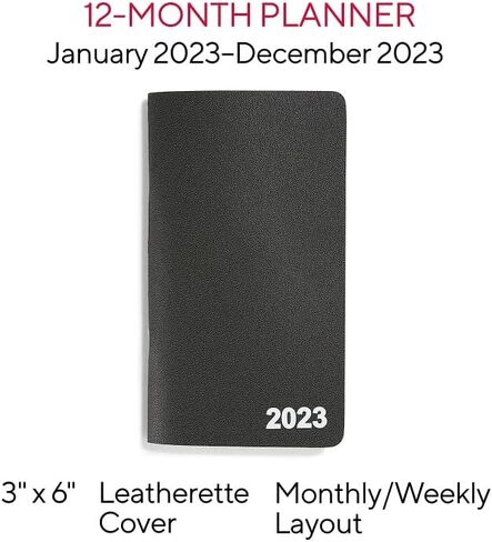 1InTheOffice Monthly Planner 2023 3x6, Weekly & Monthly Planner, January 2023 - December 2023 (Black) in Saudi Arabia
