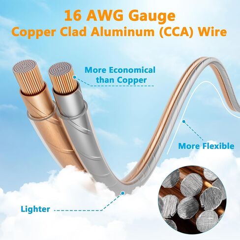 Elecan Pro Series 14/2 Speaker Wire Cable Spool 250 Ft 14 Gauge AWG-Transparent Zipper Soft Touch PVC Jacket&Al-Foli Shielding for HiFi Home Theater,Car Audio Speakers,Stereos-Gold/Silver in Saudi Arabia