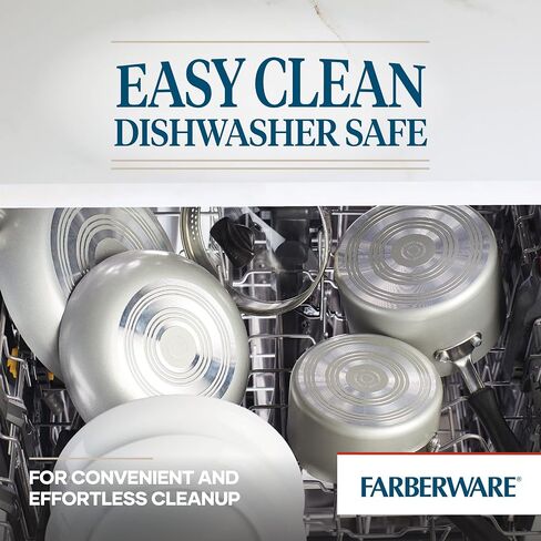 طباخ Farberware Cookstart DiamondMax غير لاصق مع غطاء ومقبض مساعد، آمن للاستخدام في غسالة الأطباق، 6 كوارت، أسود in Kuwait