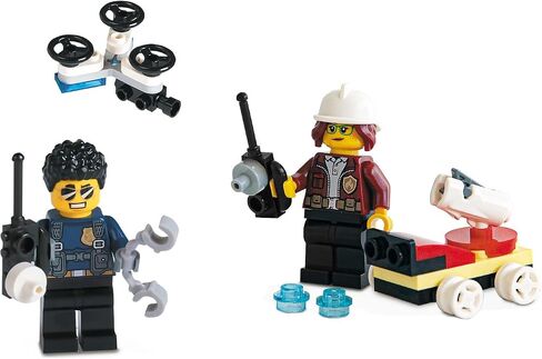 LEGO City Minifigure Combo - Police Chief with Drone and Firefighter with Mini Fire Truck in Saudi Arabia