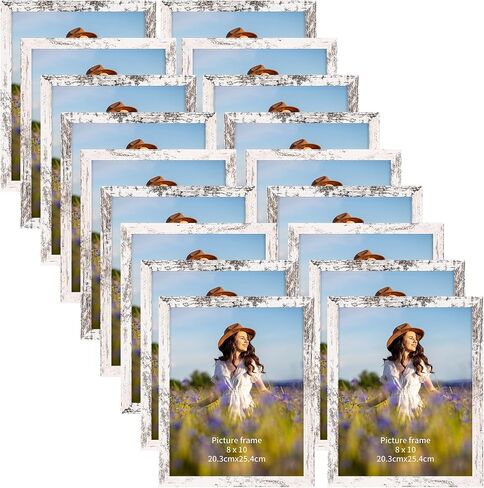 PETAFLOP Wooden 4x6 Picture Frame Set of 18, Rustic Brown Photo Frames Fits 4 by 6 for Wall or Tabletop Display in Saudi Arabia