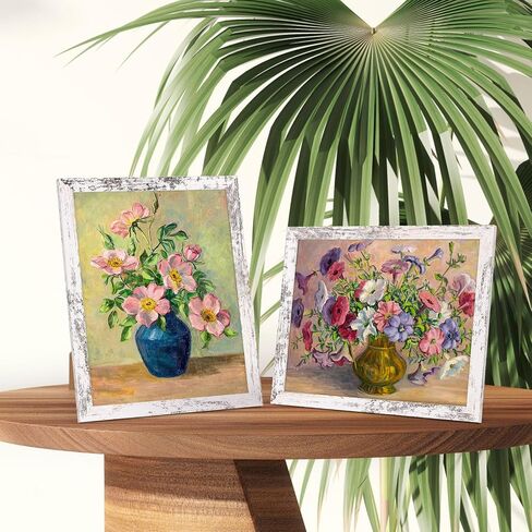 PETAFLOP Wooden 4x6 Picture Frame Set of 18, Rustic Brown Photo Frames Fits 4 by 6 for Wall or Tabletop Display in Saudi Arabia