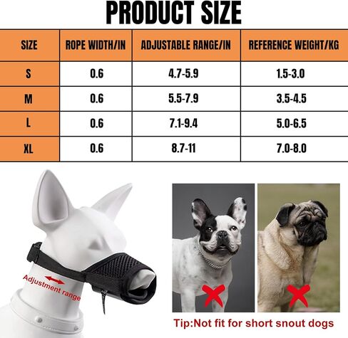 Lxnoap Black Quick Muzzle for Small Dogs Mouth Cover Adjustable Drinkable Comfortable Breathable for Biting Barking Chewing Size S in Saudi Arabia
