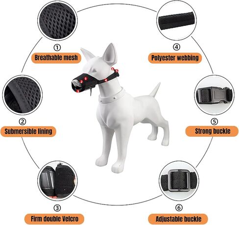 Lxnoap Black Quick Muzzle for Small Dogs Mouth Cover Adjustable Drinkable Comfortable Breathable for Biting Barking Chewing Size S in Saudi Arabia
