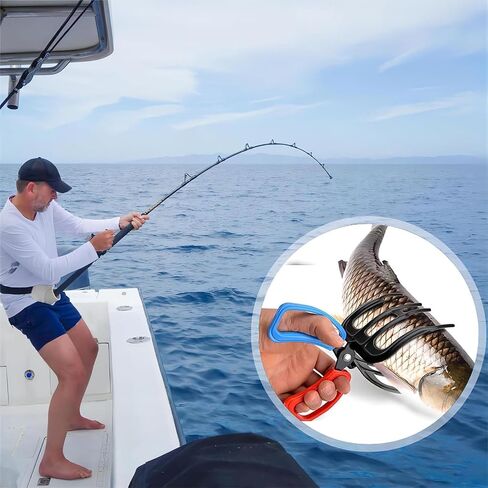 2 Packs Upgrade 2/3 Claw Fish Gripper, Metal Fishing Pliers Gripper Catch Fish Control Clamp, Three Teeth Fishing Pliers Control Forceps Fishing Accessories for Most Freshwater Fish Grip Tackle Holder in Saudi Arabia