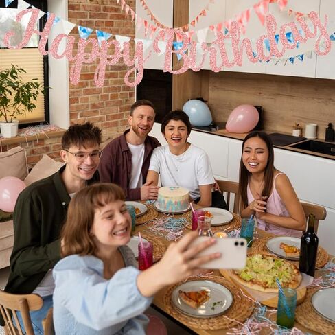 Accevo Black Happy Birthday Sign 10 Feet Pre-Strung Glitter Black Happy Birthday Banner NO DIY Happy Birthday Banner for Kids & Adults Birthday Party Decorations Happy Birthday Garland in Saudi Arabia