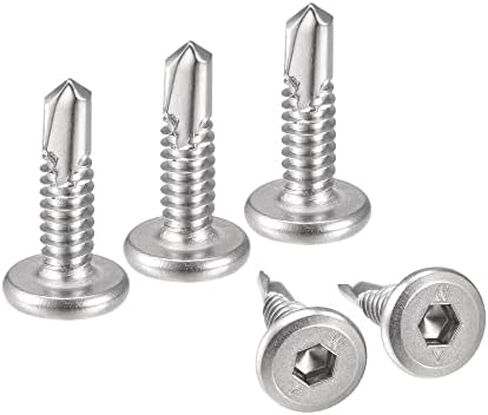 uxcell Hex Socket Self Tapping Screws, 10 x 3/4" 410 Stainless Steel Sheet Metal Flat Head Drilling Screw 50pcs, Black in Saudi Arabia