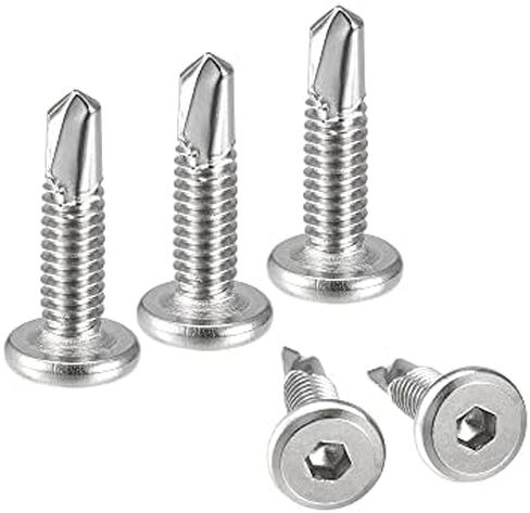 uxcell Hex Socket Self Tapping Screws, 10 x 3/4" 410 Stainless Steel Sheet Metal Flat Head Drilling Screw 50pcs, Black in Saudi Arabia