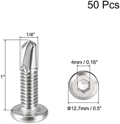uxcell Hex Socket Self Tapping Screws, 10 x 3/4" 410 Stainless Steel Sheet Metal Flat Head Drilling Screw 50pcs, Black in Saudi Arabia