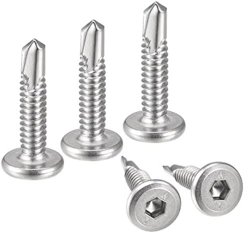 uxcell Hex Socket Self Tapping Screws, 10 x 3/4" 410 Stainless Steel Sheet Metal Flat Head Drilling Screw 50pcs, Black in Saudi Arabia