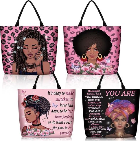 4 Pack African American Tote Bags for Women Large Shoulder Bag Black Girl Satchel Handbags Work Travel Beach in Saudi Arabia