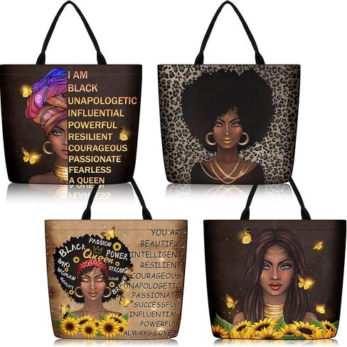 4 Pack African American Tote Bags for Women Large Shoulder Bag Black Girl Satchel Handbags Work Travel Beach in Saudi Arabia