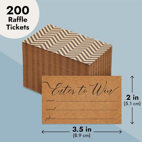 Juvale 200 Pack Enter to Win Cards 3.5x2, Kraft Paper Entry Form Raffle Tickets for Contests, Auctions, Drawings in Saudi Arabia