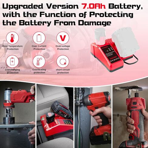 هذا 7.0 أمبير 2 حزمة M-18 18 فولت بطارية ليثيوم بديلة لمجموعة بطارية وشاحن ميلووكي M-18 48-11-1840 48-11-1815 48-11-1820 48-11-1850، متوافق مع أدوات الطاقة اللاسلكية ميلووكي 18 فولت in Kuwait