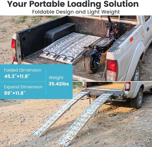 Sefzone 7.5' ATV Folding Truck Ramps, 1500lb. Capacity Loading Ramps for Pickup Trucks, Aluminum Ramps for Dirt Bike, UTV and Motorcycles, Truck Bed Ramp with 2 Load Straps & 2 Gloves, 2 Pcs in Saudi Arabia